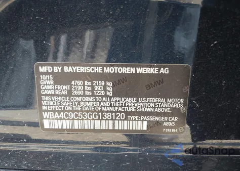 2016 BMW 428I Gran Coupe xDrive z USA, uszkodzony, nr VIN WBA4C9C53GG138120